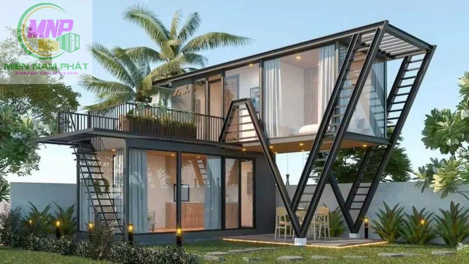 Toàn cảnh Khu công nghiệp Cảng Quốc tế Long An với container kho và văn phòng